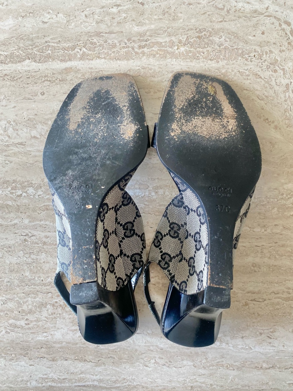 Vintage Gucci GG Canvas Slingback Wedge Sandals - Picture 8 of 9